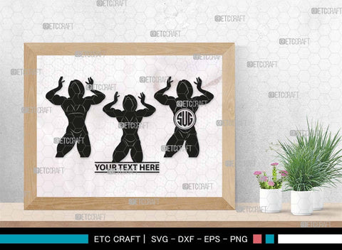 Bodybuilder Monogram, Bodybuilder Silhouette, Bodybuilder Women SVG, Women Svg, Muscular Women Svg, Fitness Muscle Svg, Gym Svg, SB00568 SVG ETC Craft 
