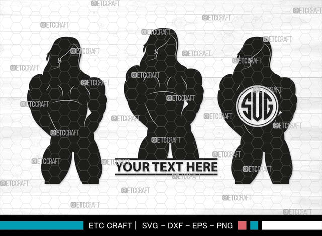Bodybuilder Monogram, Bodybuilder Silhouette, Bodybuilder Women SVG, Women Svg, Muscular Women Svg, Fitness Muscle Svg, Gym Svg, SB00568 SVG ETC Craft 