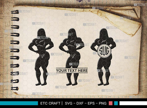 Bodybuilder Monogram, Bodybuilder Silhouette, Bodybuilder Women SVG, Women Svg, Muscular Women Svg, Fitness Muscle Svg, Gym Svg, SB00568 SVG ETC Craft 
