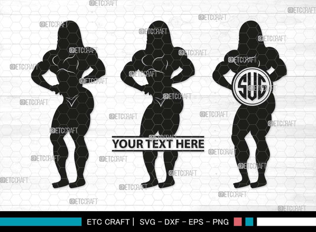 Bodybuilder Monogram, Bodybuilder Silhouette, Bodybuilder Women SVG, Women Svg, Muscular Women Svg, Fitness Muscle Svg, Gym Svg, SB00568 SVG ETC Craft 