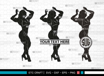 Bodybuilder Monogram, Bodybuilder Silhouette, Bodybuilder Women SVG, Women Svg, Muscular Women Svg, Fitness Muscle Svg, Gym Svg, SB00568 SVG ETC Craft 