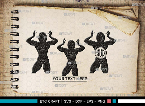 Bodybuilder Monogram, Bodybuilder Silhouette, Bodybuilder Women SVG, Women Svg, Muscular Women Svg, Fitness Muscle Svg, Gym Svg, SB00568 SVG ETC Craft 