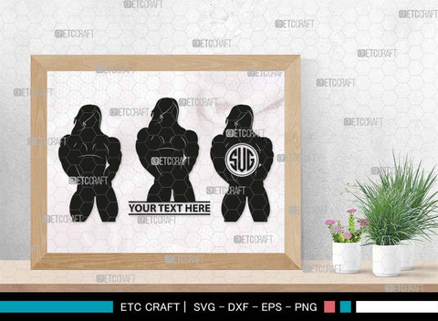 Bodybuilder Monogram, Bodybuilder Silhouette, Bodybuilder Women SVG, Women Svg, Muscular Women Svg, Fitness Muscle Svg, Gym Svg, SB00568 SVG ETC Craft 