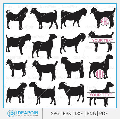 Boer Goat svg, Boer Doe Set Digital Download, Boer Goat Split Monogram Svg File, Boer Goat SVG Livesto Billy Goa PNG, Nubian Show Goat SVG Dinvect 