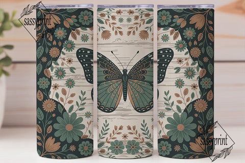 Bohemian Butterfly 20oz Tumbler Wrap Sublimation sassyprint 