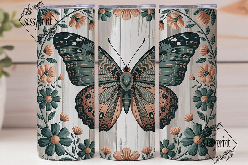Bohemian Butterfly 20oz Tumbler Wrap Sublimation sassyprint 