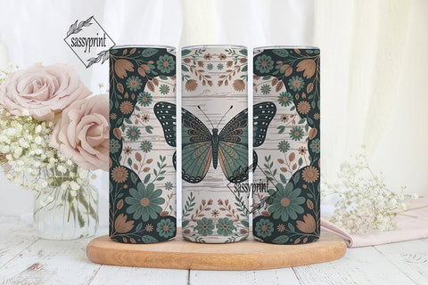 Bohemian Butterfly 20oz Tumbler Wrap Sublimation sassyprint 