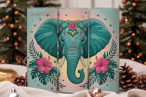 Bohemian Elephant 20oz Tumbler Wrap Sublimation DesignSVG 