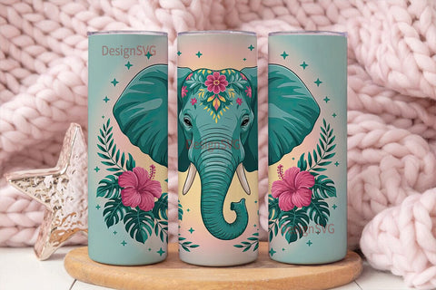 Bohemian Elephant 20oz Tumbler Wrap Sublimation DesignSVG 