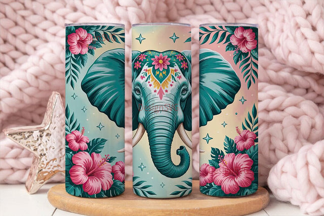 Bohemian Elephant 20oz Tumbler Wrap Sublimation DesignSVG 