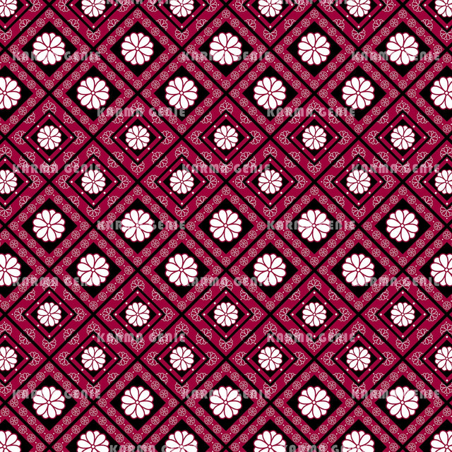 Bohemian Floral Red Black White Retro Flowers Pattern Digital Paper Digital Pattern Karma Genie Graphics 