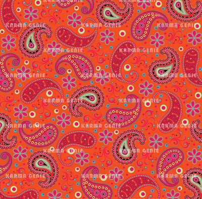Bohemian Paisley Retro Sixties Flower Power Hippie Pattern Digital Paper Digital Pattern Karma Genie Graphics 