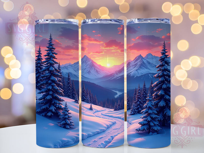 Bohemian Retro Winter Sunset Tumbler Wrap, Retro Sunset, Winter Sunset, Tumbler Wrap, Sublimation Design, Magical Landscape, Winter Decor, Bohemian Art Sublimation SvggirlplusArt 