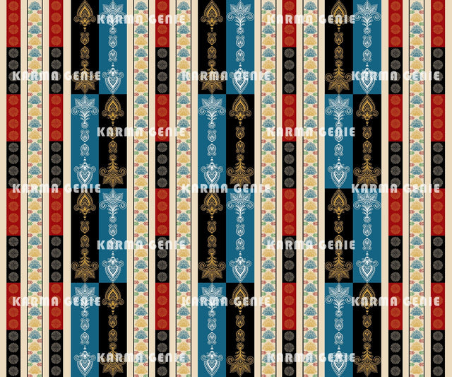 Bohemian Style Patterned Vertical Bands Colorful Background Design Digital Paper Digital Pattern Karma Genie Graphics 