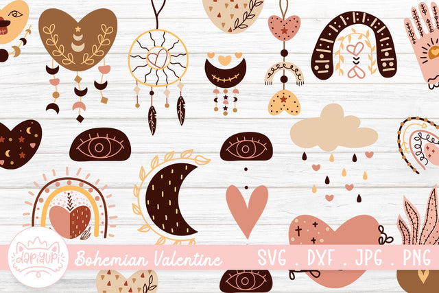 Bohemian Valentine Clipart Bundle | Valentine SVG Bundle SVG dapiyupi store 
