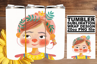 Bohemian Vibes Watercolor Lady Tumbler Wrap - Sublimation 20oz Sublimation afrosvg 