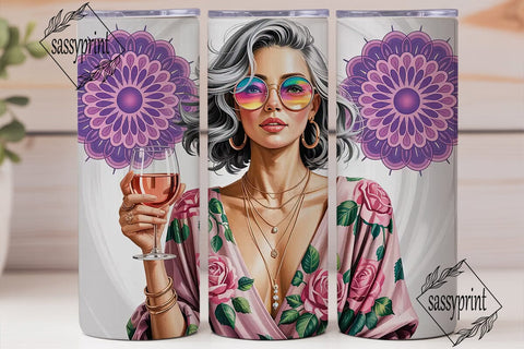 Bohemian Woman with Wine 20oz Tumbler Sublimation sassyprint 