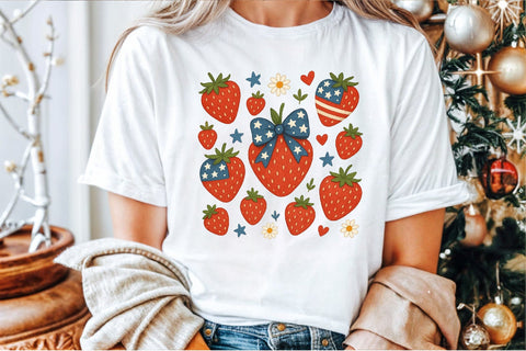 Boho 4th of July Strawberry PNG,Cute PNG Sublimation designartist 