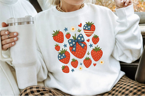 Boho 4th of July Strawberry PNG,Cute PNG Sublimation designartist 
