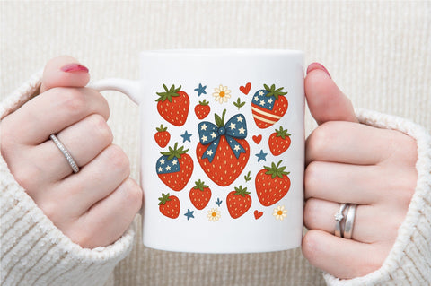 Boho 4th of July Strawberry PNG,Cute PNG Sublimation designartist 