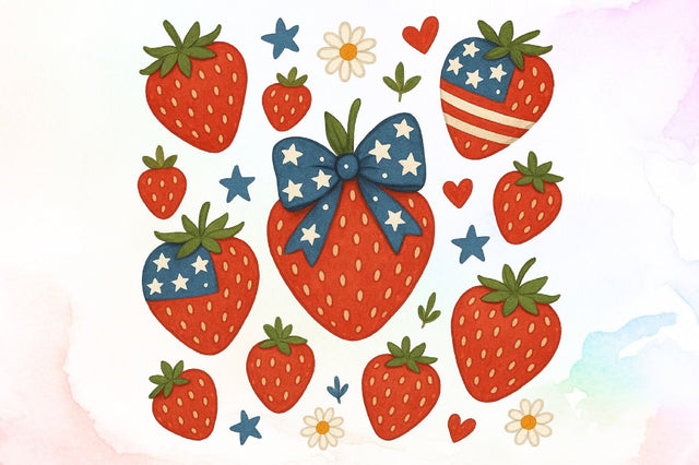 Boho 4th of July Strawberry PNG,Cute PNG Sublimation designartist 