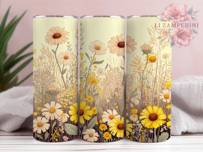 Boho Artistic Floral Tumbler, Artistic Flower Pattern, Hippie Chic Design, 20Oz Sublimation Wrap, Free Spirit Floral Art, Vintage Boho Texture, Tumbler Sublimation Sublimation Li Zamperini 