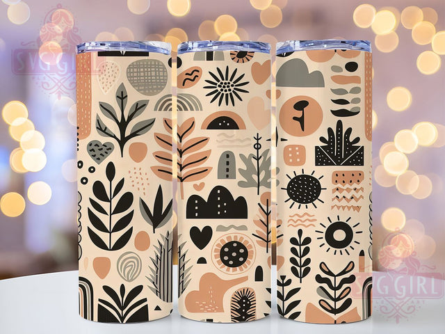 Boho Autumn Fall Leaves Rustic Tumbler, Fall Leaves Cup, 20Oz Tumbler Wrap, Sublimation Boho Design, Rustic Autumn Drinkware, Botanical Fall Mug Wrap, Bohemian Leaves Tumbler Sublimation SvggirlplusArt 