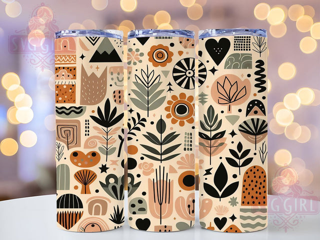 Boho Autumn Fall Leaves Rustic Tumbler, Fall Leaves Cup, 20Oz Tumbler Wrap, Sublimation Boho Design, Rustic Autumn Drinkware, Botanical Fall Mug Wrap, Bohemian Leaves Tumbler Sublimation SvggirlplusArt 