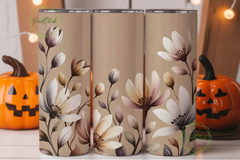 Boho Autumn Floral 20oz Tumbler Wrap Sublimation PixelChick 