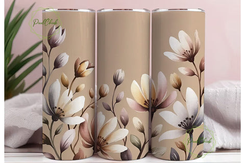 Boho Autumn Floral 20oz Tumbler Wrap Sublimation PixelChick 