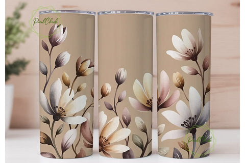 Boho Autumn Floral 20oz Tumbler Wrap Sublimation PixelChick 