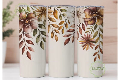 Boho Autumn Floral 20oz Tumbler Wrap Sublimation PixelChick 