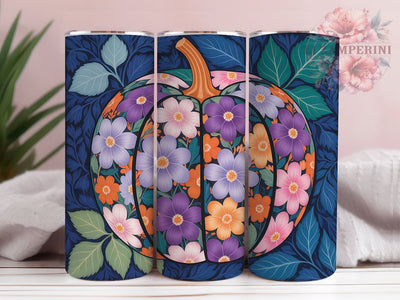 Boho Autumn Floral Pumpkin Tumbler, Autumn Floral 20Oz Sublimation, Rustic Fall Coffee Cup, Harvest Bohemian Drinkware Design, Cozy Farmhouse Mug Wrap, Thanksgiving Pumpkin Cup, Fall Flowers Tumbler Sublimation Li Zamperini 