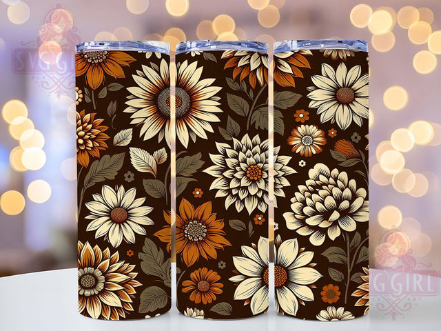 Boho Autumn Harvest Floral Tumbler, Autumn Floral Cup, 20Oz Tumbler Wrap, Sublimation Boho Design, Rustic Autumn Drinkware, Fall Bohemian Mug Wrap, Harvest Floral Tumbler Sublimation SvggirlplusArt 