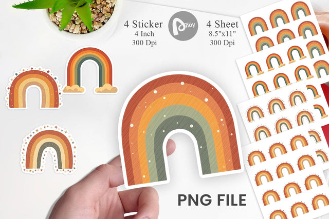 Boho Autumn Rainbows Sticker Sublimation artnoy 