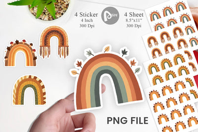 Boho Autumn Rainbows Sticker Sublimation artnoy 