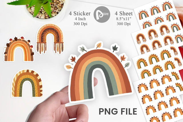 Boho Autumn Rainbows Sticker Sublimation artnoy 