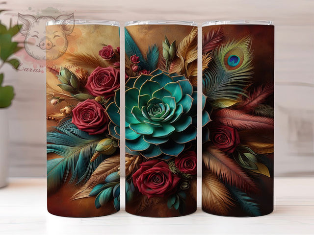 Boho Aztec Feather Tribal Tumbler Wrap, Boho Feather Tumbler, Indian Feather Wrap, Aztec Feather Tumbler, Boho Aztec Sublimation, Tribal Feather Tumbler, Ethnic Boho Wrap Sublimation Lara' s Designs 