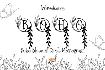 Boho Blossom Circle Monogram Font Dm Letter Studio 