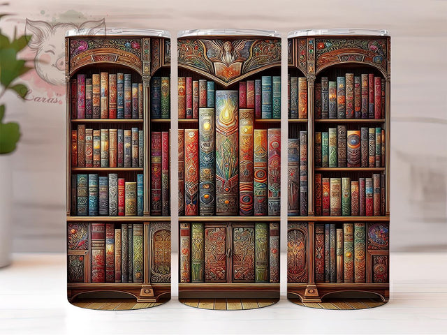 Boho Bookshelves 20oz Tumbler Png, Straight & Tapered Tumbler Png, Book Lover Librarian Tumbler Png, Digital Download PNG Sublimation Lara' s Designs 
