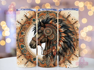 Boho Brown Horse 20oz Tumbler Wrap Sublimation Design, Straight Tapered Tumbler Wrap, Horse Boho Tumbler Png, Instant Digital Download Sublimation SvggirlplusArt 