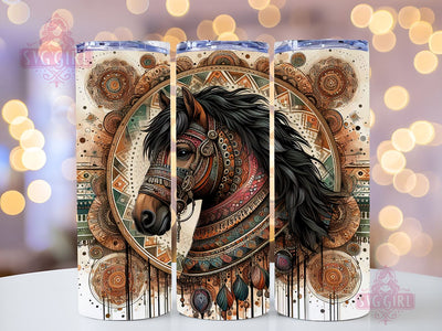 Boho Brown Horse 20oz Tumbler Wrap Sublimation Design, Straight Tapered Tumbler Wrap, Horse Boho Tumbler Png, Instant Digital Download Sublimation SvggirlplusArt 