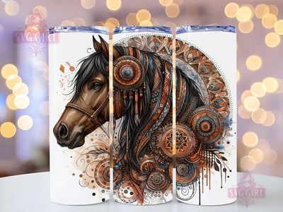 Boho Brown Horse 20oz Tumbler Wrap Sublimation Design, Straight Tapered Tumbler Wrap, Horse Boho Tumbler Png, Instant Digital Download Sublimation SvggirlplusArt 