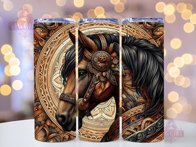 Boho Brown Horse 20oz Tumbler Wrap Sublimation Design, Straight Tapered Tumbler Wrap, Horse Boho Tumbler Png, Instant Digital Download Sublimation SvggirlplusArt 