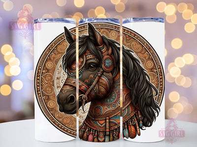 Boho Brown Horse 20oz Tumbler Wrap Sublimation Design, Straight Tapered Tumbler Wrap, Horse Boho Tumbler Png, Instant Digital Download Sublimation SvggirlplusArt 