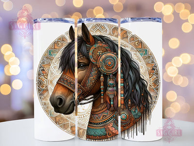 Boho Brown Horse 20oz Tumbler Wrap Sublimation Design, Straight Tapered Tumbler Wrap, Horse Boho Tumbler Png, Instant Digital Download Sublimation SvggirlplusArt 