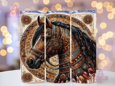 Boho Brown Horse 20oz Tumbler Wrap Sublimation Design, Straight Tapered Tumbler Wrap, Horse Boho Tumbler Png, Instant Digital Download Sublimation SvggirlplusArt 