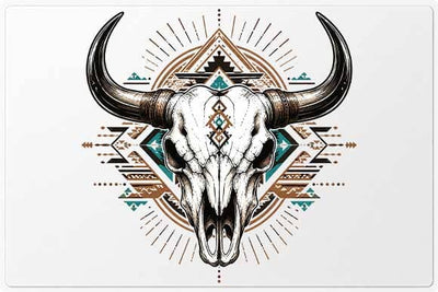 Boho Buffalo Skull PNG Geometric Western Sublimation Design SVG BillahCrafts 
