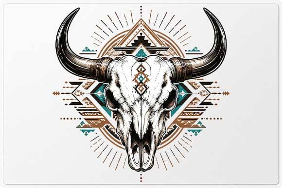 Boho Buffalo Skull PNG Geometric Western Sublimation Design SVG BillahCrafts 
