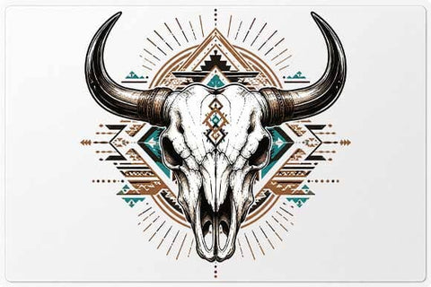 Boho Buffalo Skull PNG Geometric Western Sublimation Design SVG BillahCrafts 